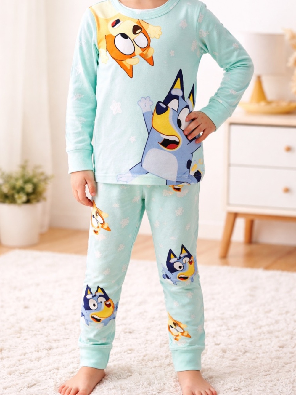 Bluey 2 Sets Kids Blue Cartoon 100% Cotton Breathable Pajama Sets NEW NWT